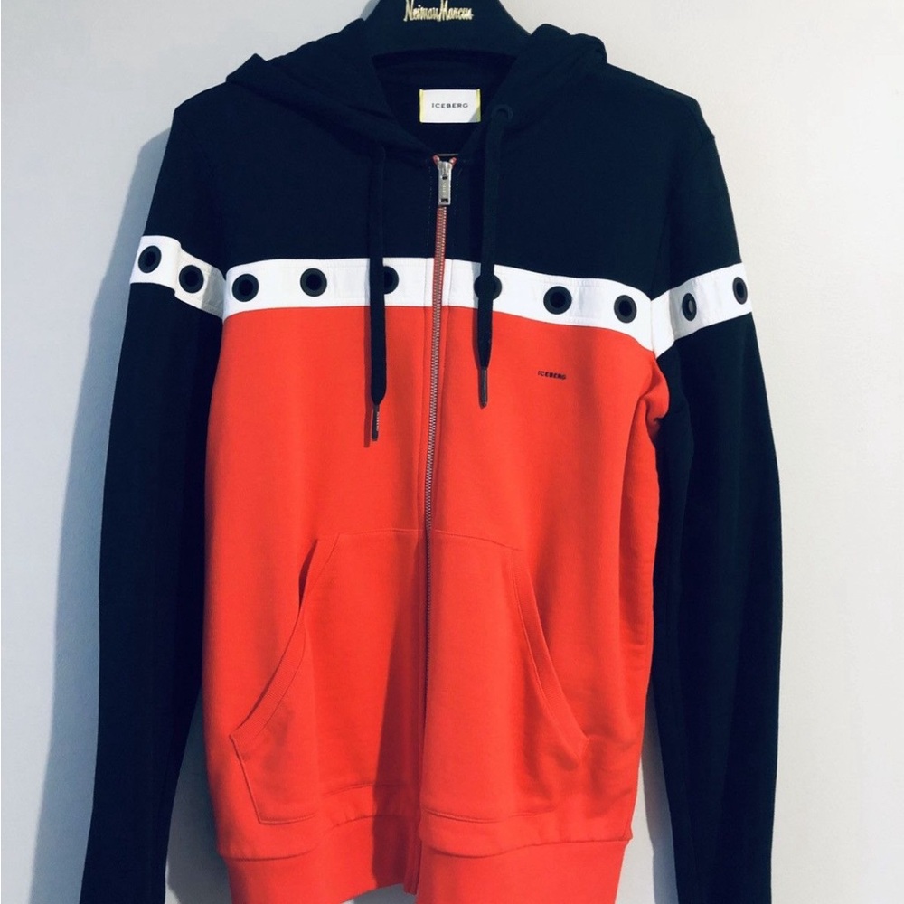 Iceberg Orange Zip-Up Hoodie New